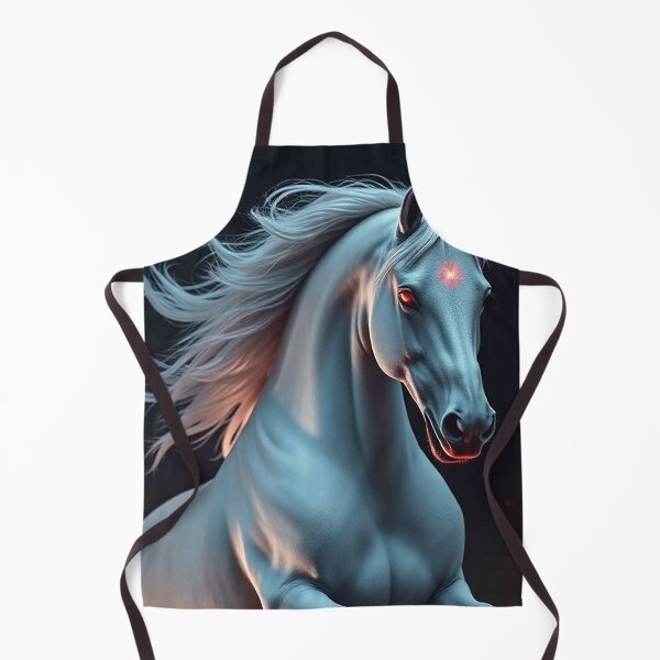 Item preview, Mystic White Horse – Ethereal Horse with Glowing Red Eyes designed and sold by MFMart.