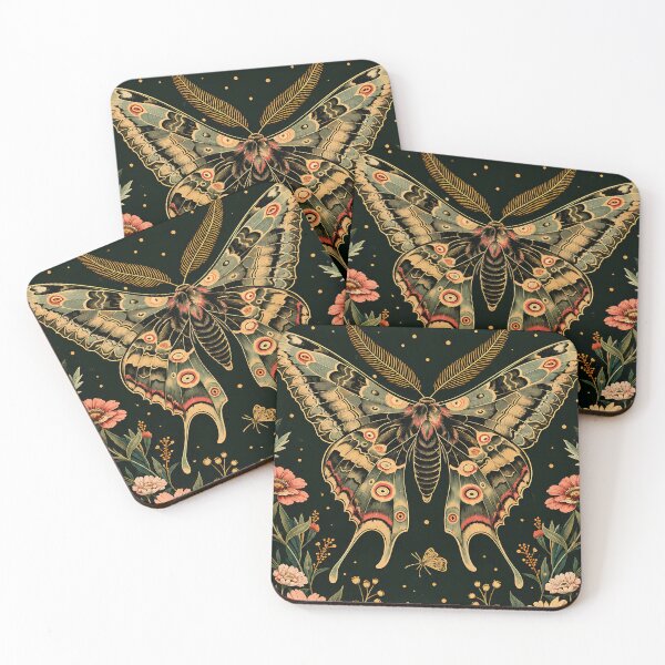 Item preview, Celestial Moon Moth Floral Print | Mystical Botanical Gothic Design designed and sold by flowerpower999.