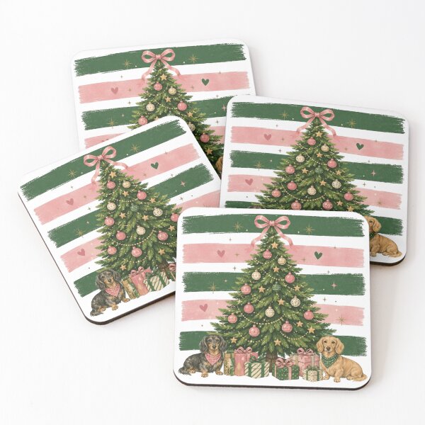 Item preview, Christmas Dachshund Coquette Striped Tree, Vintage Xmas Dog Mom Wiener Dog Gift designed and sold by Quiajia.