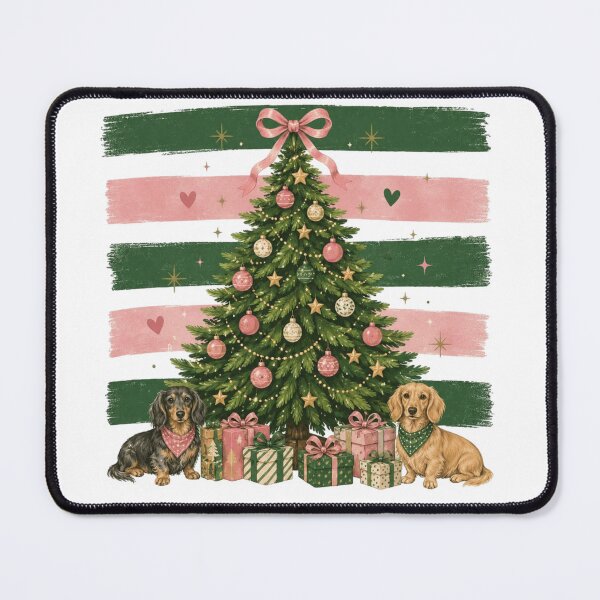 Item preview, Christmas Dachshund Coquette Striped Tree, Vintage Xmas Dog Mom Wiener Dog Gift designed and sold by Quiajia.