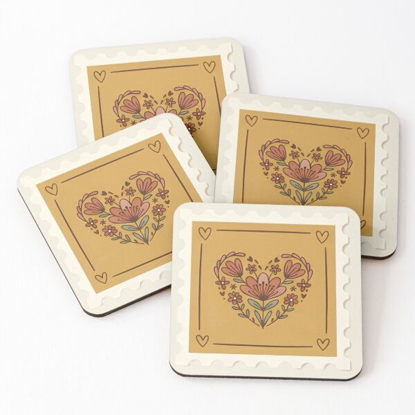 Item preview, Vintage Floral Heart Postage Stamp designed and sold by ITCHAWAWAA.