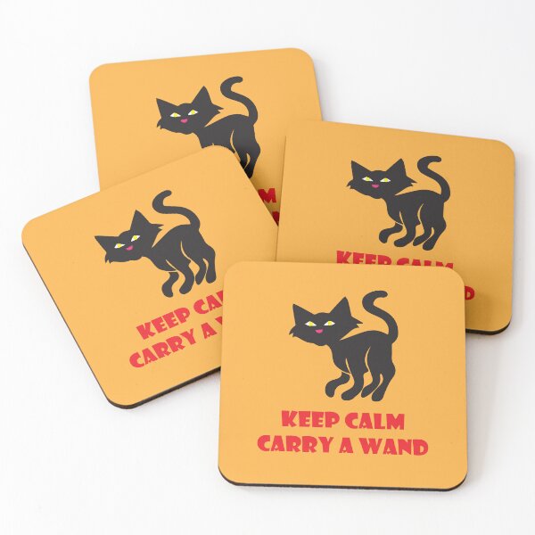 Item preview, Keep Calm Carry A Wand - Funny Halloween Cat designed and sold by ToluaPrints.