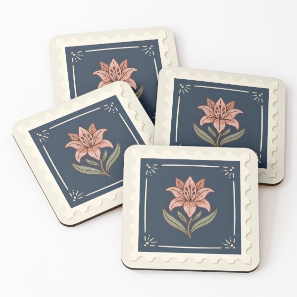 Item preview, Vintage Pink Lily Postage Stamp Illustration designed and sold by ITCHAWAWAA.