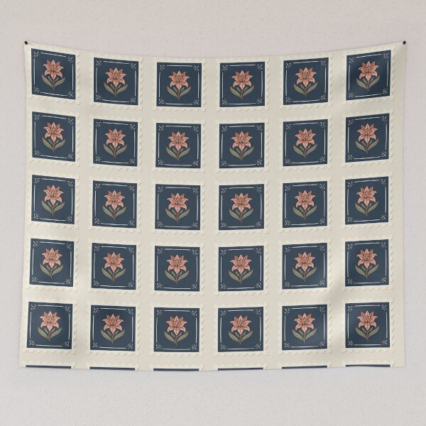 Item preview, Vintage Pink Lily Postage Stamp Illustration designed and sold by ITCHAWAWAA.