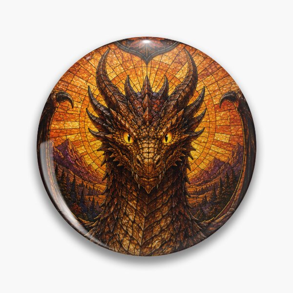 Item preview, The Guardian of Autumn Gold – Flaming Stained Glass Dragon designed and sold by Pixel Otaku Gallery.