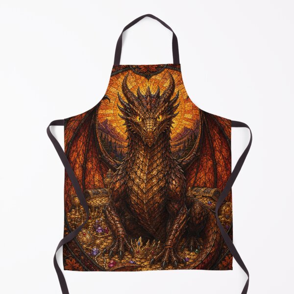 Item preview, The Guardian of Autumn Gold – Flaming Stained Glass Dragon designed and sold by Pixel Otaku Gallery.