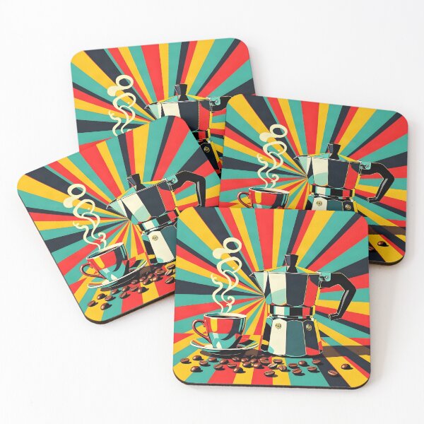 Item preview, Coffee Beans & Moka Pot – Retro Pop Art Coffee designed and sold by LSVart.
