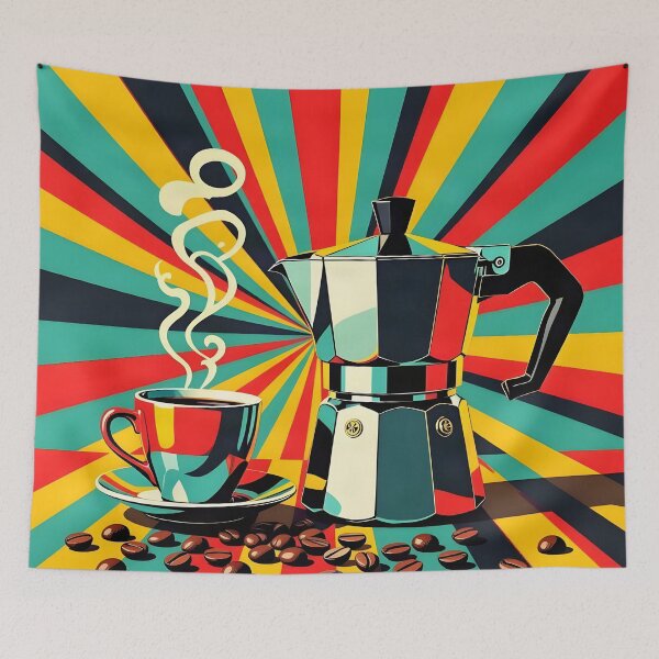 Item preview, Coffee Beans & Moka Pot – Retro Pop Art Coffee designed and sold by LSVart.