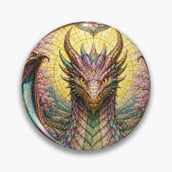 Item preview, The Guardian of Spring's Gold – Stained Glass Floral Dragon designed and sold by Pixel Otaku Gallery.