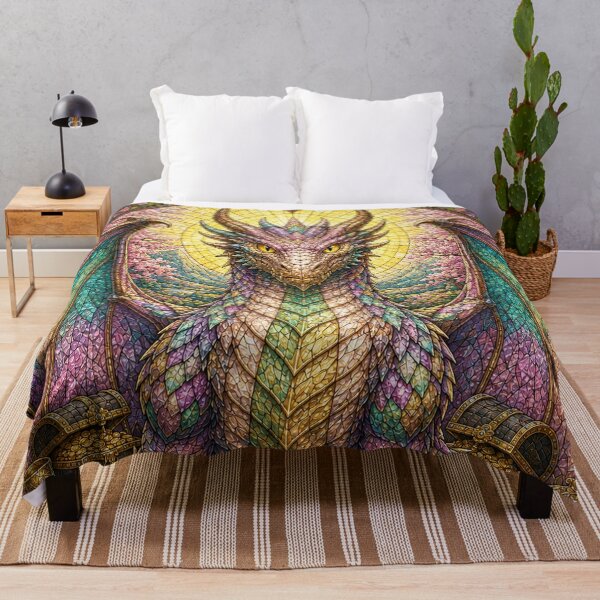 Item preview, The Guardian of Spring's Gold – Stained Glass Floral Dragon designed and sold by Pixel Otaku Gallery.