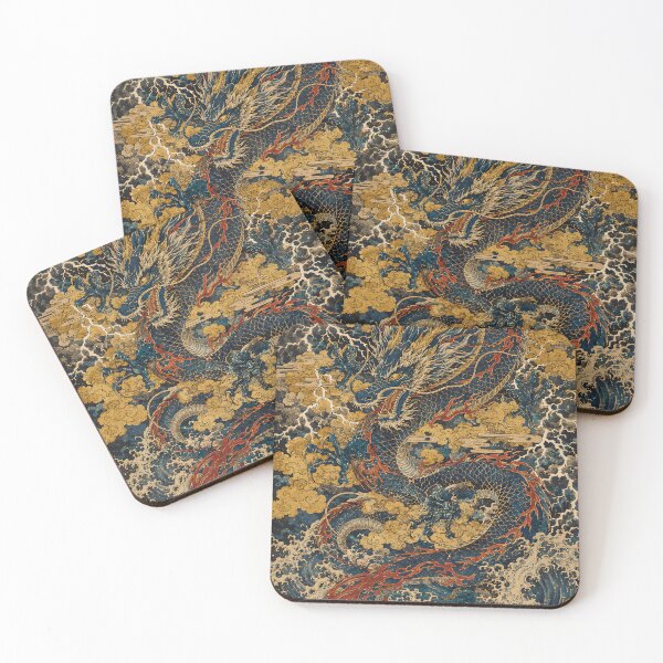 Item preview, Ukiyo-e Azure Dragon in Storm Clouds — Japanese Woodblock designed and sold by JYUMARU.