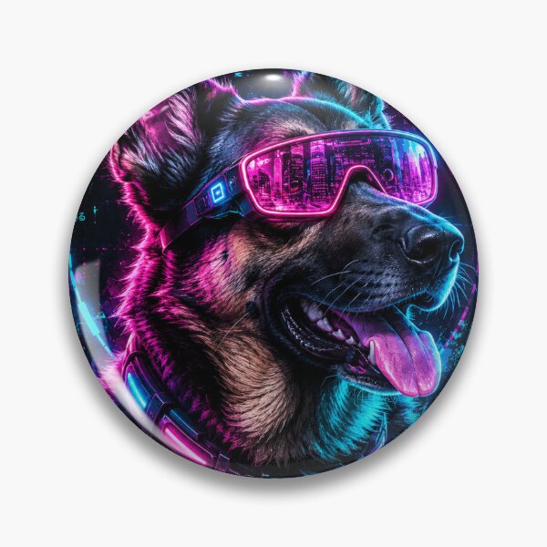 Item preview, Neon Cyberpunk Dog Futuristic Glowing Design designed and sold by A Light Worker.