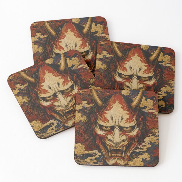 Item preview, Ukiyo-e Hannya Mask & Red Maple — Japanese Woodblock Art designed and sold by JYUMARU.