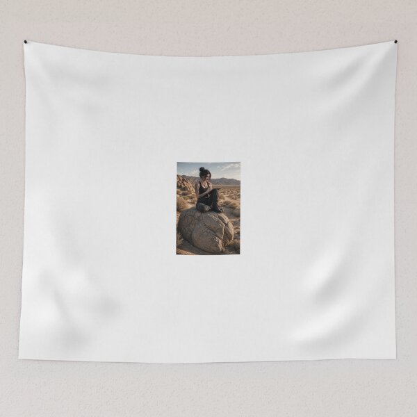 Item preview, Goth woman sketching on a desert boulder designed and sold by CathryneDelamort.