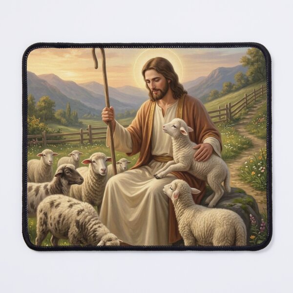Item preview, Jesus The Good Shepherd Oil Painting Christian Fine Art designed and sold by Artemis & Woven Collective.