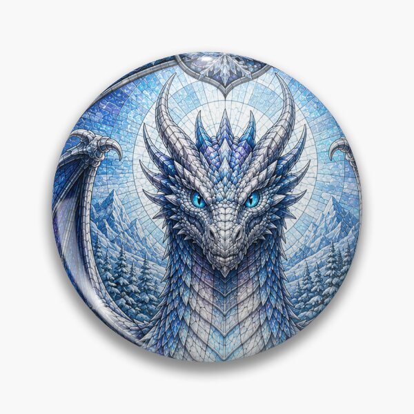 Item preview, The Guardian of Winter's Gold – Stained-Glass Ice Dragon designed and sold by Pixel Otaku Gallery.