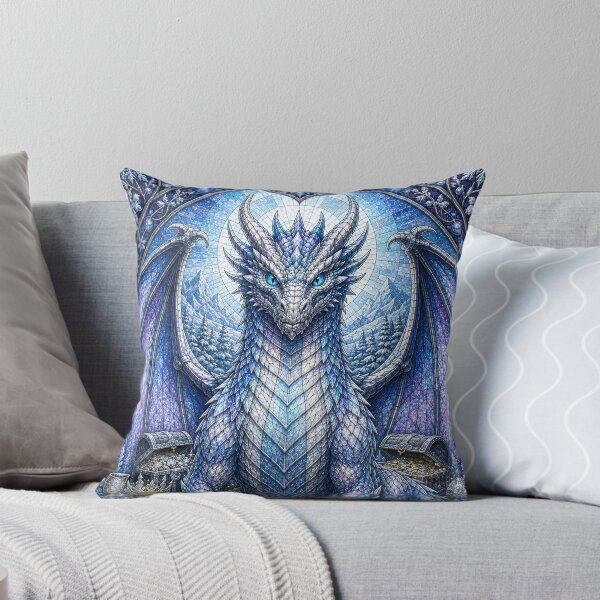 Item preview, The Guardian of Winter's Gold – Stained-Glass Ice Dragon designed and sold by Pixel Otaku Gallery.