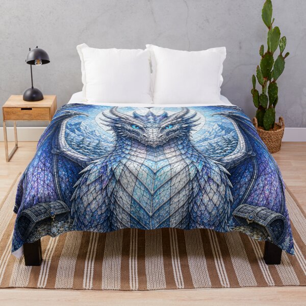 Item preview, The Guardian of Winter's Gold – Stained-Glass Ice Dragon designed and sold by Pixel Otaku Gallery.