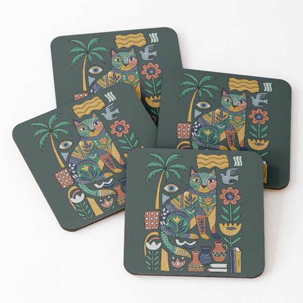 Item preview, Bohemian Mystical Cat Folk Art Illustration  designed and sold by LeshanArt.