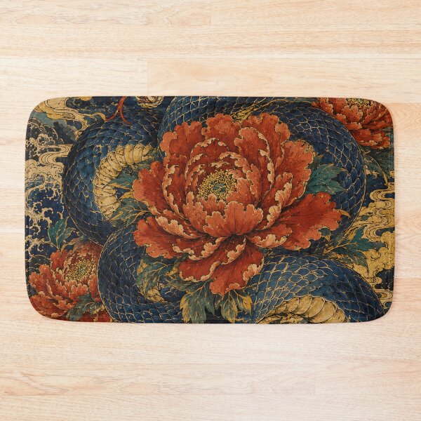 Item preview, Ukiyo-e Serpent & Peony — Japanese Woodblock Tattoo Art designed and sold by JYUMARU.