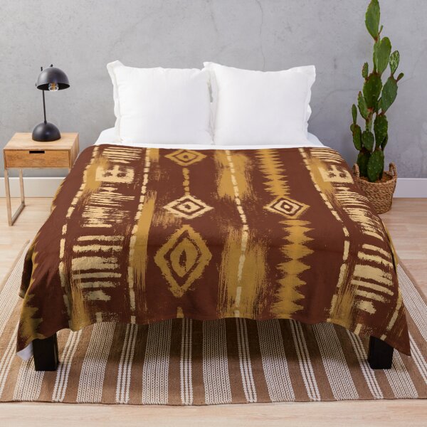 Item preview, Southwestern Kilim Pattern Rust Gold Aztec Ikat designed and sold by Nine Lives Studio.
