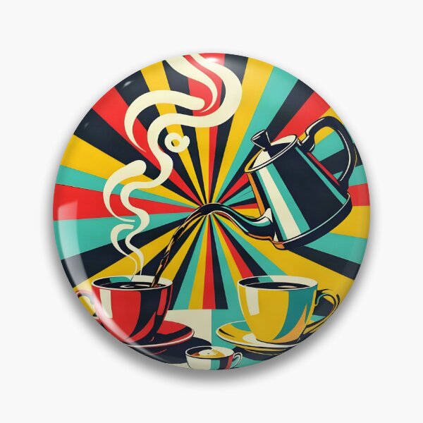 Item preview, Coffee Pot & Two Cups – Retro Pop Art Coffee Scene designed and sold by LSVart.