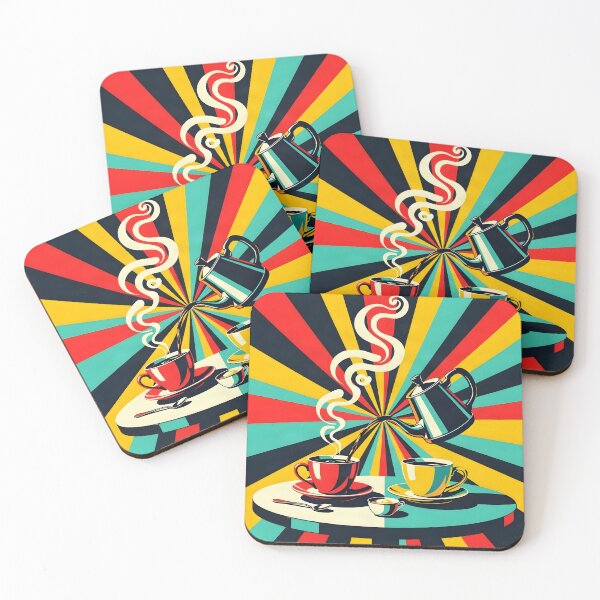 Item preview, Coffee Pot & Two Cups – Retro Pop Art Coffee Scene designed and sold by LSVart.