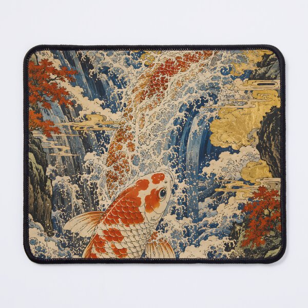 Item preview, Rising Koi Turning into a Dragon — Japanese Ukiyo-e Waterfall designed and sold by JYUMARU.