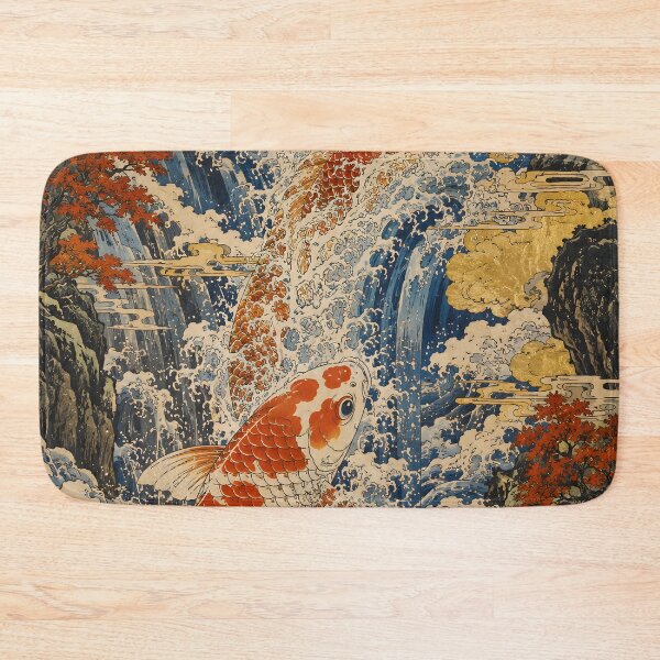 Item preview, Rising Koi Turning into a Dragon — Japanese Ukiyo-e Waterfall designed and sold by JYUMARU.