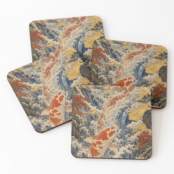 Item preview, Rising Koi Turning into a Dragon — Japanese Ukiyo-e Waterfall designed and sold by JYUMARU.