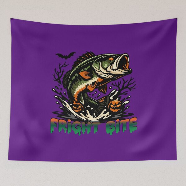 Item preview, Halloween Bass fishing logo style illustration "Fright Bite". designed and sold by Art-Horizon.