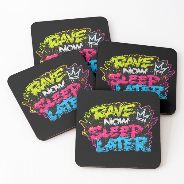 Item preview, Rave Now Sleep Later – Neon Graffiti EDM Party Design designed and sold by RH Design Lab.