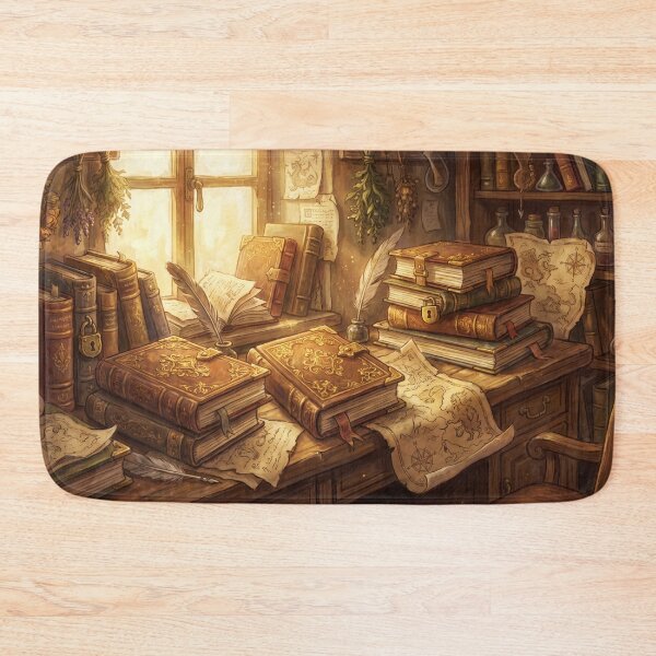 Item preview, Wizard's Study | Alchemist Desk with Spellbooks and Maps designed and sold by SebastianSpace.