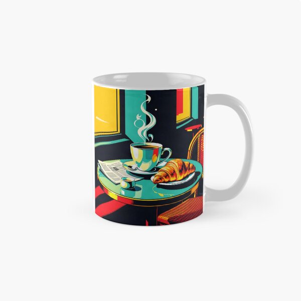 Item preview, Morning Coffee Croissant – Pop Art Café Poster designed and sold by LSVart.