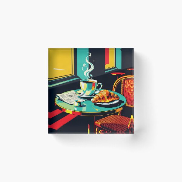 Item preview, Morning Coffee Croissant – Pop Art Café Poster designed and sold by LSVart.
