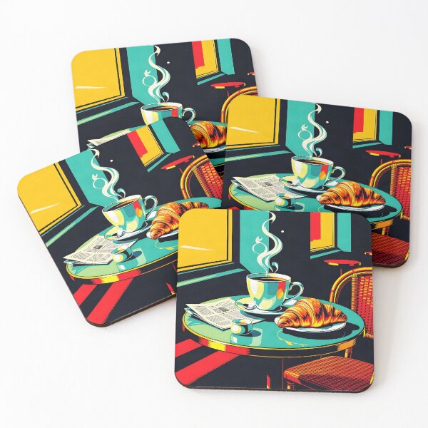 Item preview, Morning Coffee Croissant – Pop Art Café Poster designed and sold by LSVart.