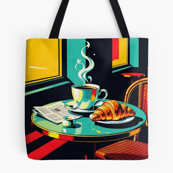 Item preview, Morning Coffee Croissant – Pop Art Café Poster designed and sold by LSVart.