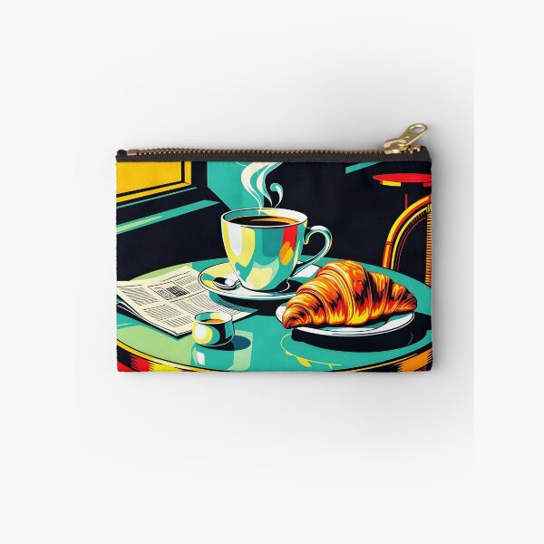 Item preview, Morning Coffee Croissant – Pop Art Café Poster designed and sold by LSVart.