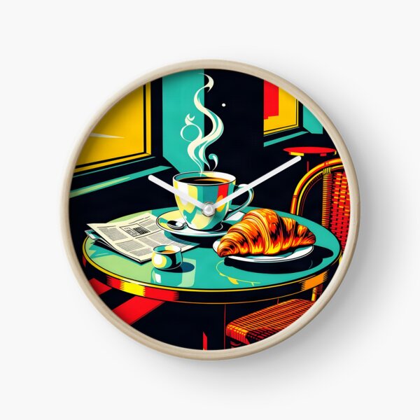 Item preview, Morning Coffee Croissant – Pop Art Café Poster designed and sold by LSVart.