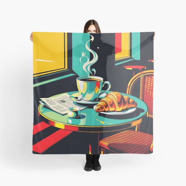 Item preview, Morning Coffee Croissant – Pop Art Café Poster designed and sold by LSVart.
