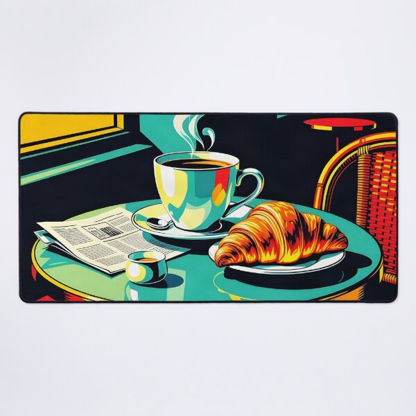 Item preview, Morning Coffee Croissant – Pop Art Café Poster designed and sold by LSVart.