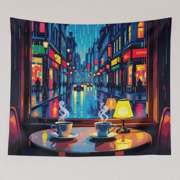 Item preview, Rainy Café Window – Pop Art Poster designed and sold by LSVart.