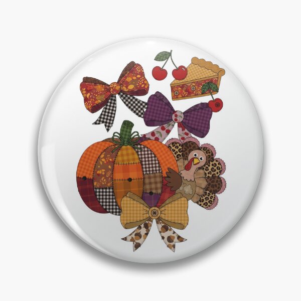 Item preview, Thanksgiving Patchwork Pumpkin Turkey Cherry Pie Coquette Bow designed and sold by CF_VintageDesign.