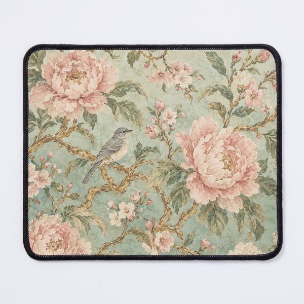 Item preview, Vintage Chinoiserie Peony & Songbird Botanical Wallpaper Pattern designed and sold by MimiSabu.