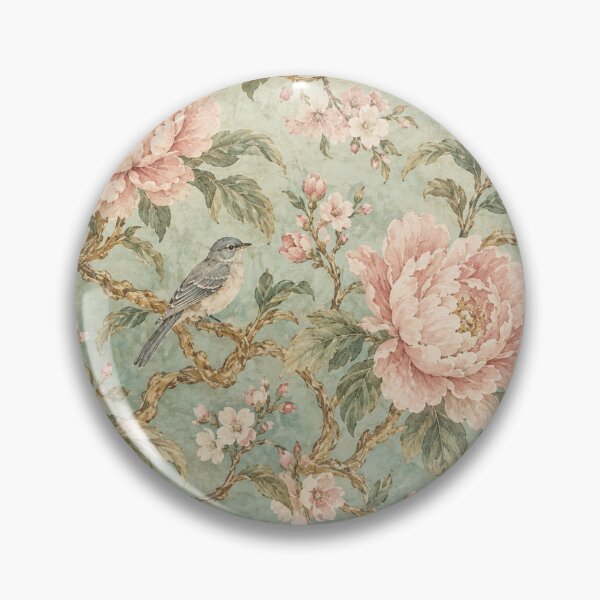 Item preview, Vintage Chinoiserie Peony & Songbird Botanical Wallpaper Pattern designed and sold by MimiSabu.
