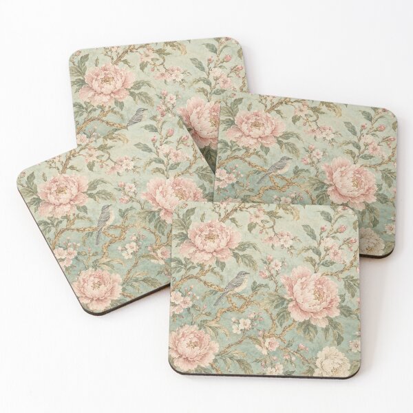 Item preview, Vintage Chinoiserie Peony & Songbird Botanical Wallpaper Pattern designed and sold by MimiSabu.