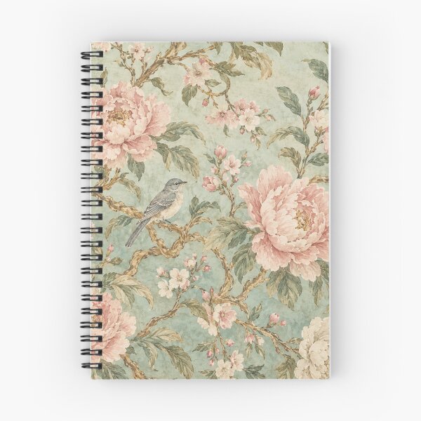 Item preview, Vintage Chinoiserie Peony & Songbird Botanical Wallpaper Pattern designed and sold by MimiSabu.