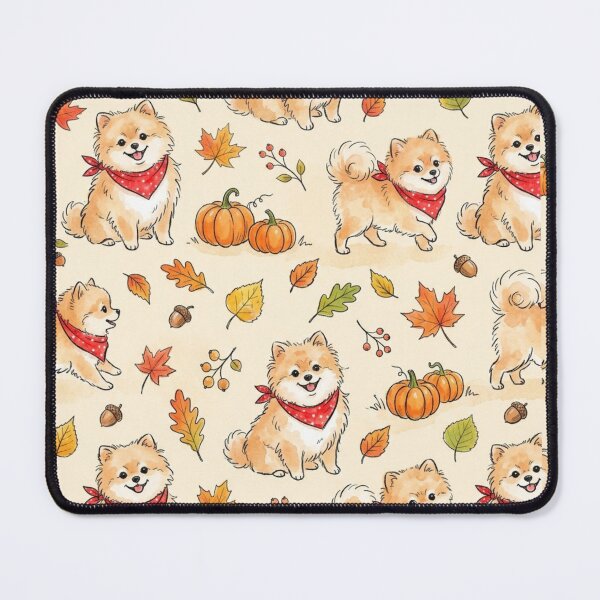 Item preview, Pomeranian Puppies & Pumpkins & Leaves Seamless Pattern designed and sold by StickVerse by Owais.