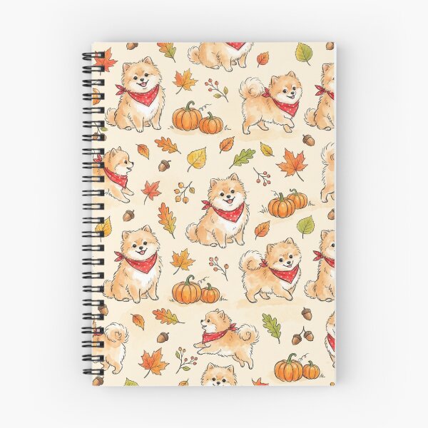 Item preview, Pomeranian Puppies & Pumpkins & Leaves Seamless Pattern designed and sold by StickVerse by Owais.