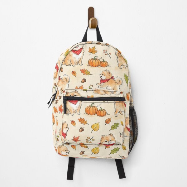 Item preview, Pomeranian Puppies & Pumpkins & Leaves Seamless Pattern designed and sold by StickVerse by Owais.